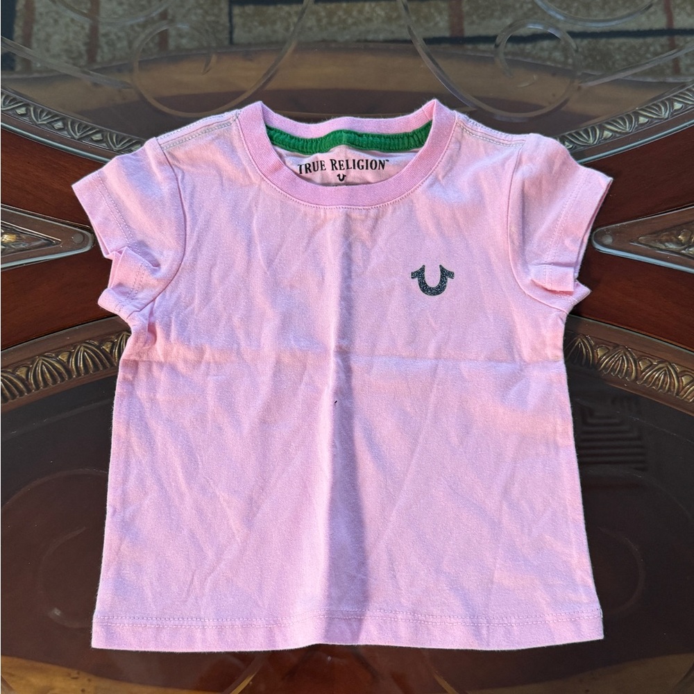 Girls 18Months True Religion Pink Short Sleeve w/ Glitter Graphic
